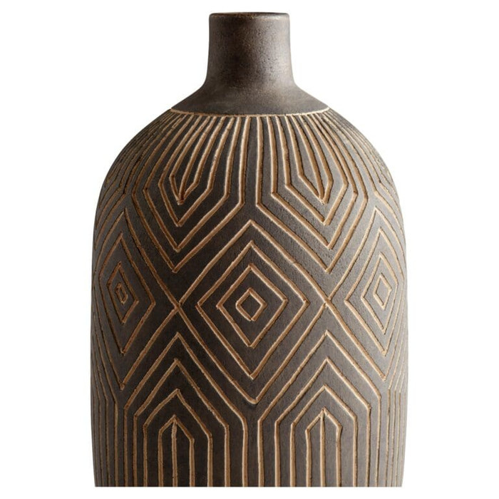 Large Dark Labyrinth Vase in Grey by Cyan Design