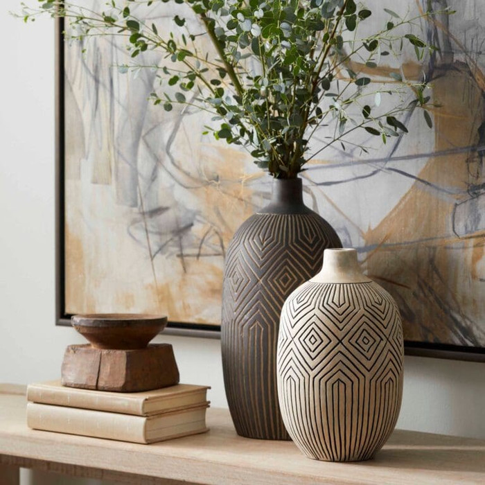 Large Dark Labyrinth Vase in Grey by Cyan Design