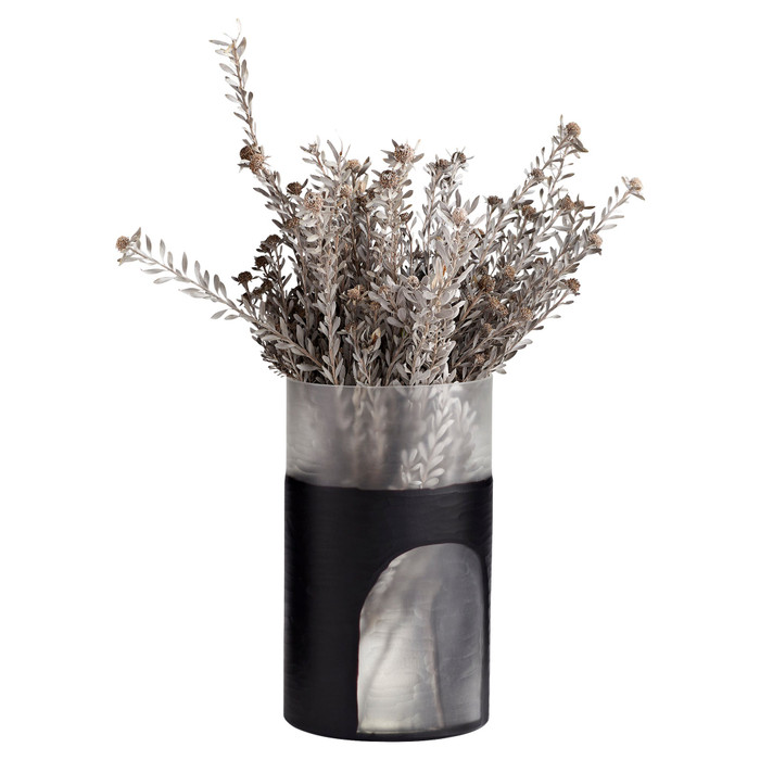 Ominous Frost Vase Tall in Clear And Black by Cyan Design