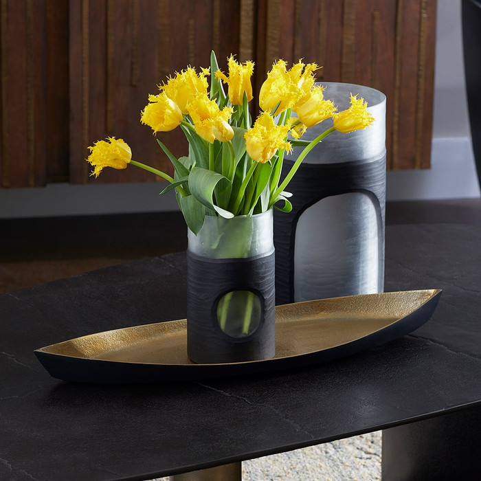 Ominous Frost Vase Tall in Clear And Black by Cyan Design