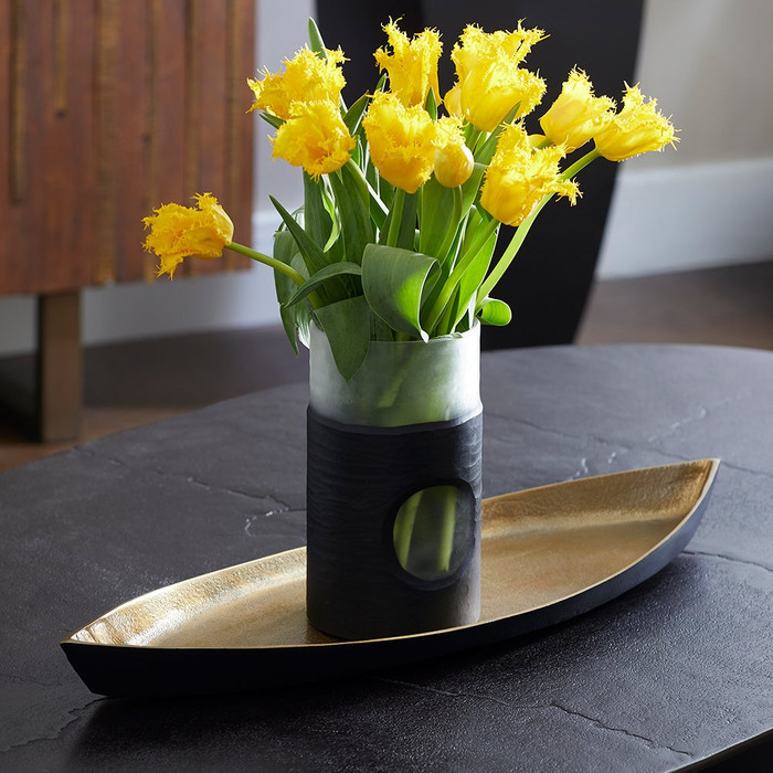 Ominous Frost Vase Tall in Clear And Black by Cyan Design