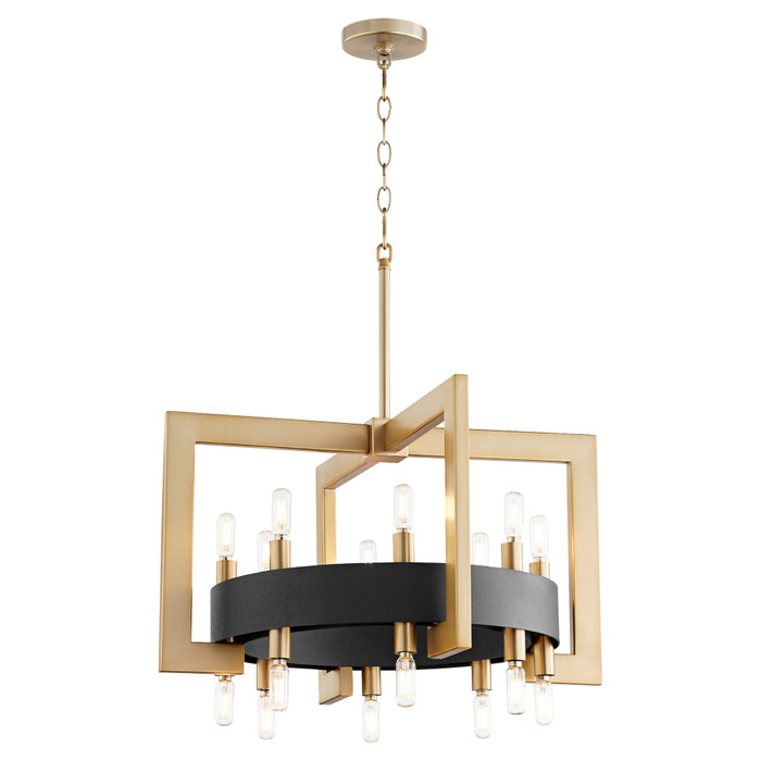 Archibald Chandelier 16-Light in Noir & Aged Brass by Cyan Design
