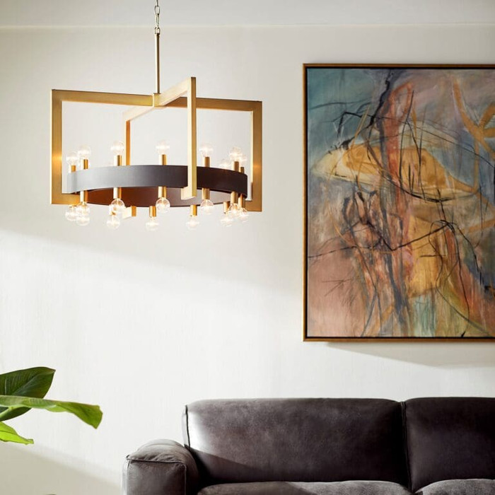 Archibald Chandelier 24-Light in Noir & Aged Brass by Cyan Design