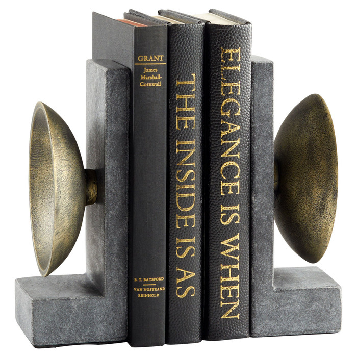 Taal Bookends in Black & Brass by Cyan Design