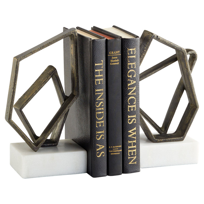 Euclid Bookends in White & Bronze Designed by J Kent Martin by Cyan Design