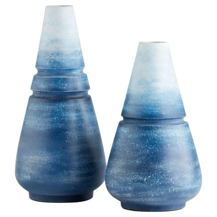 Large Amarna Vase Designed by J Kent Martin in Blue Ombre by Cyan Design