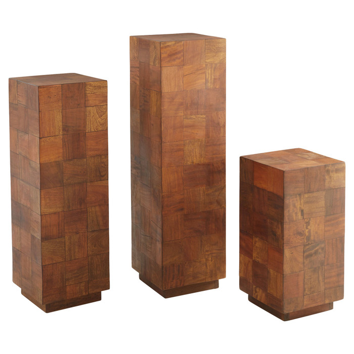 Large Halma Pedestal in Natural Sheesham by Cyan Design