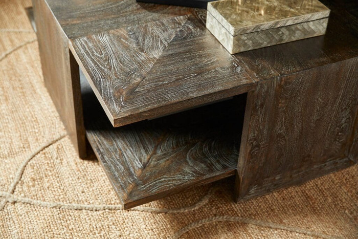 Alta Cocktail Table Designed by J Kent Martin in Cerused Coffee Bean by Cyan Design