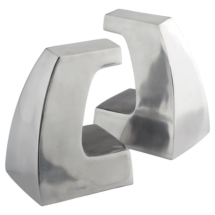 Apostrophe Bookends in Polished Aluminum by Cyan Design