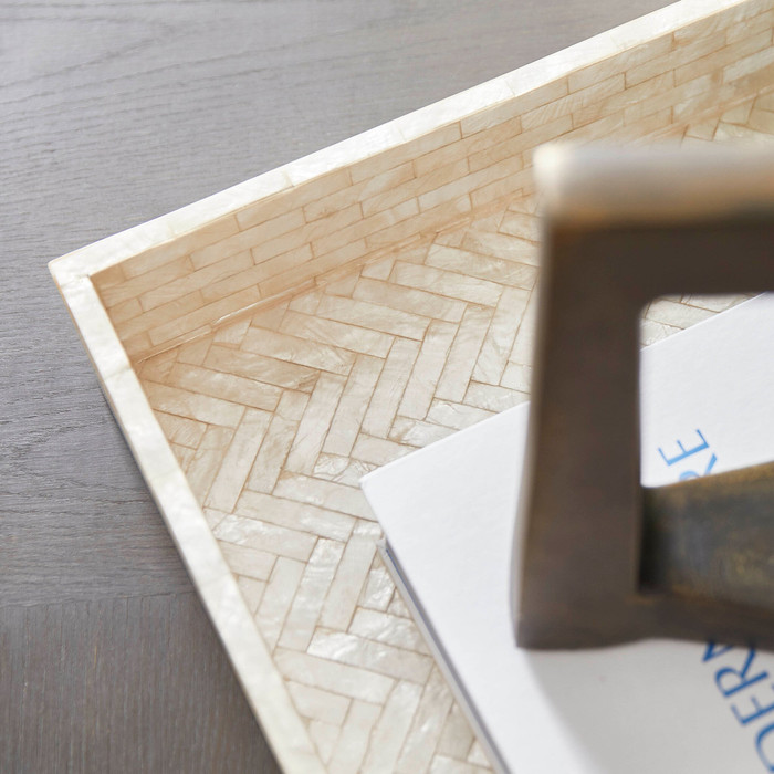 Small Triton Rectangle Tray in Pearl by Cyan Design