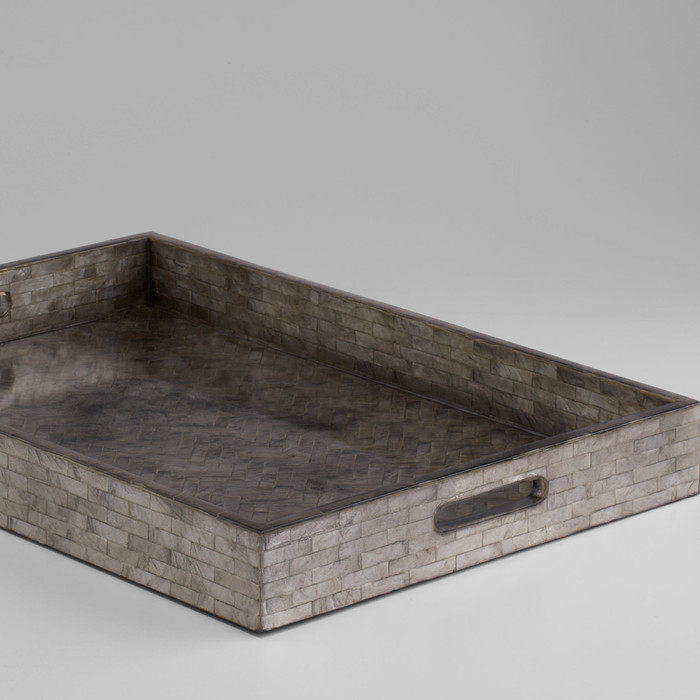 Large Triton Rectangle Tray in Smoke by Cyan Design