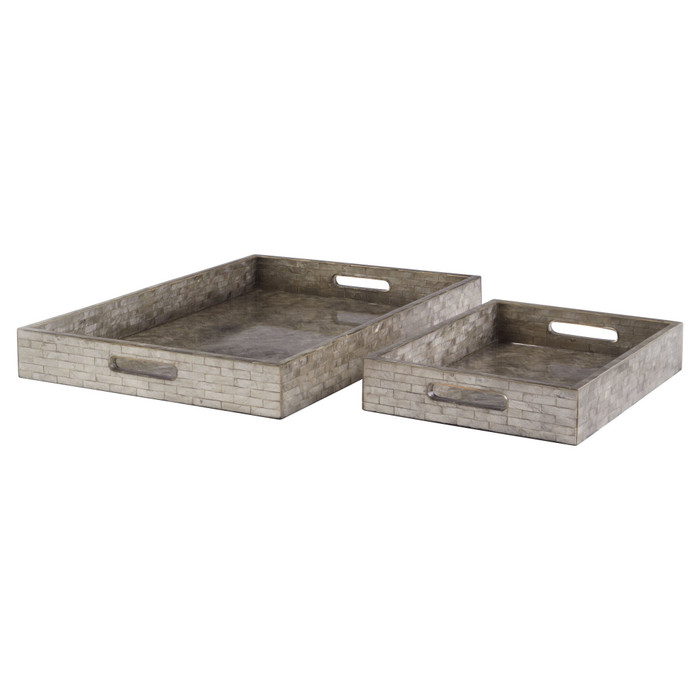 Large Triton Rectangle Tray in Smoke by Cyan Design