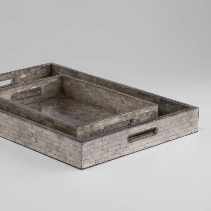 Large Triton Rectangle Tray in Smoke by Cyan Design