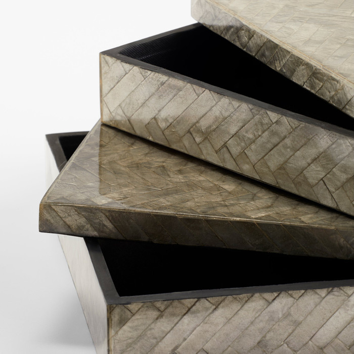 Large Triton Rectangle Box in Smoke by Cyan Design