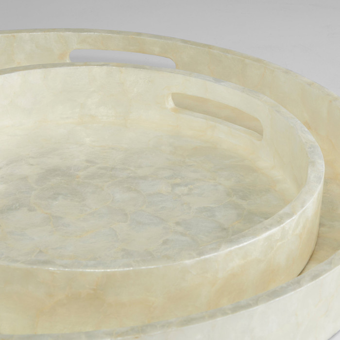 Large Triton Round Tray in Pearl by Cyan Design
