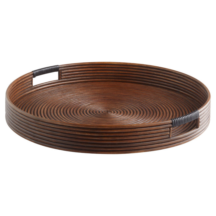 Large Papeete Round Tray in Brown by Cyan Design