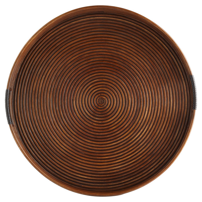 Large Papeete Round Tray in Brown by Cyan Design