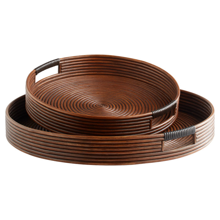 Large Papeete Round Tray in Brown by Cyan Design