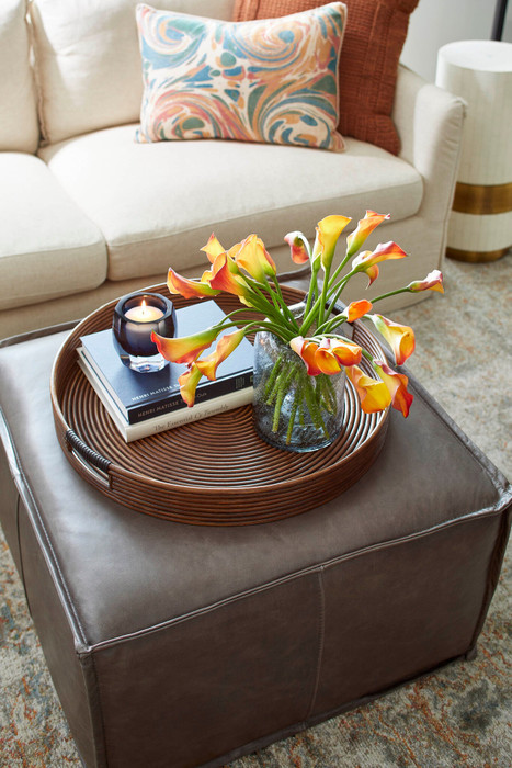 Large Papeete Round Tray in Brown by Cyan Design