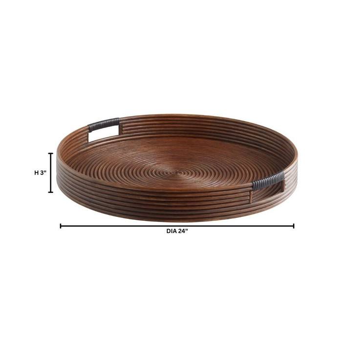 Large Papeete Round Tray in Brown by Cyan Design