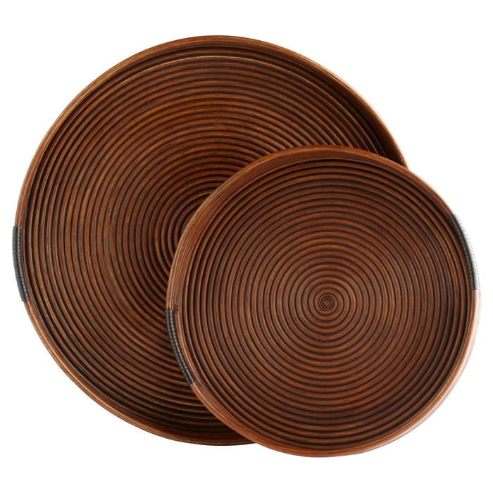 Small Papeete Round Tray in Brown by Cyan Design