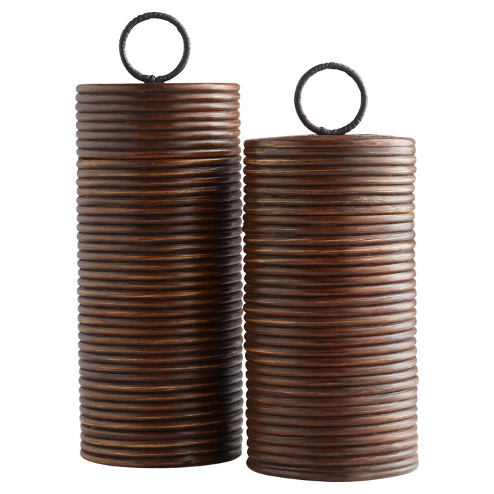 Large Papeete Canister in Brown by Cyan Design