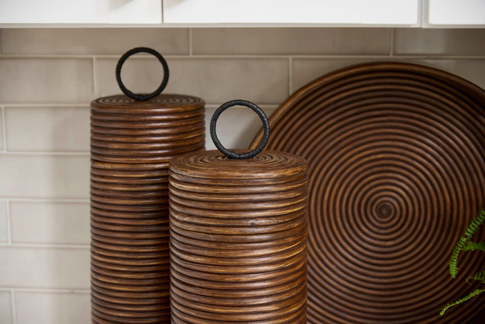 Large Papeete Canister in Brown by Cyan Design
