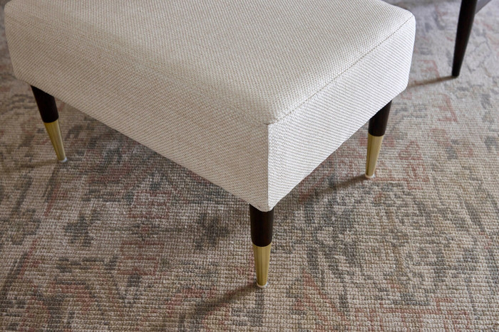 Oscar Ottoman in Cream Basket Weave in Dark Brown