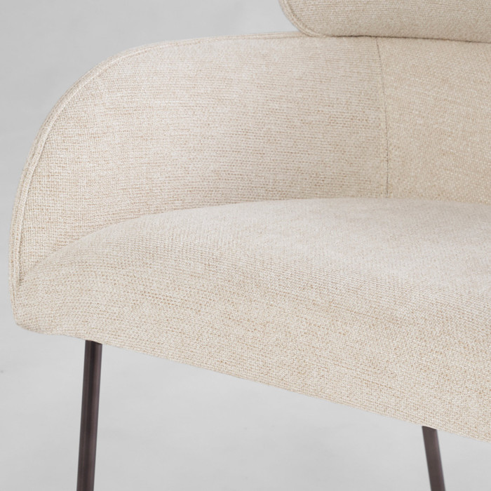 Julian Dining Chair in Off-White Chenille Basket Weave