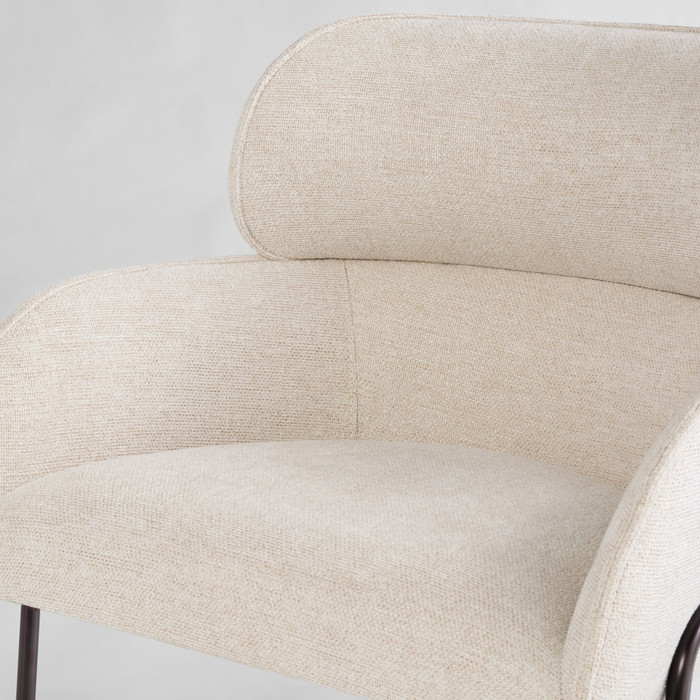 Julian Dining Chair in Off-White Chenille Basket Weave