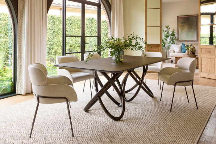 Julian Dining Chair in Off-White Chenille Basket Weave