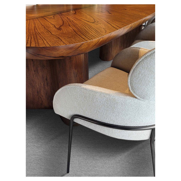 Julian Dining Chair in Off-White Chenille Basket Weave