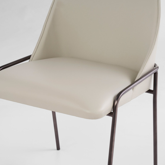 Suez Dining Chair in Taupe Leather 