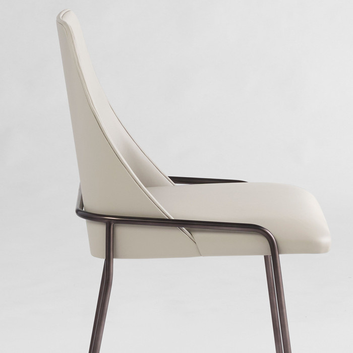 Suez Dining Chair in Taupe Leather 