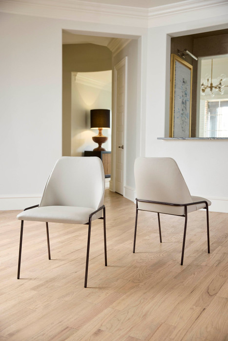 Suez Dining Chair in Taupe Leather 