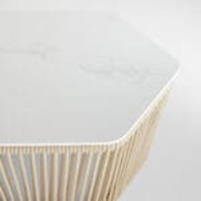 Hexagon Table in White & Beige by Cyan Design