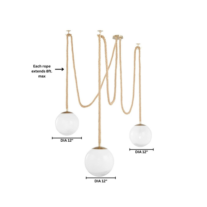 Rockport 3-Light Pendant in Aged Brass & Brown by Cyan Design