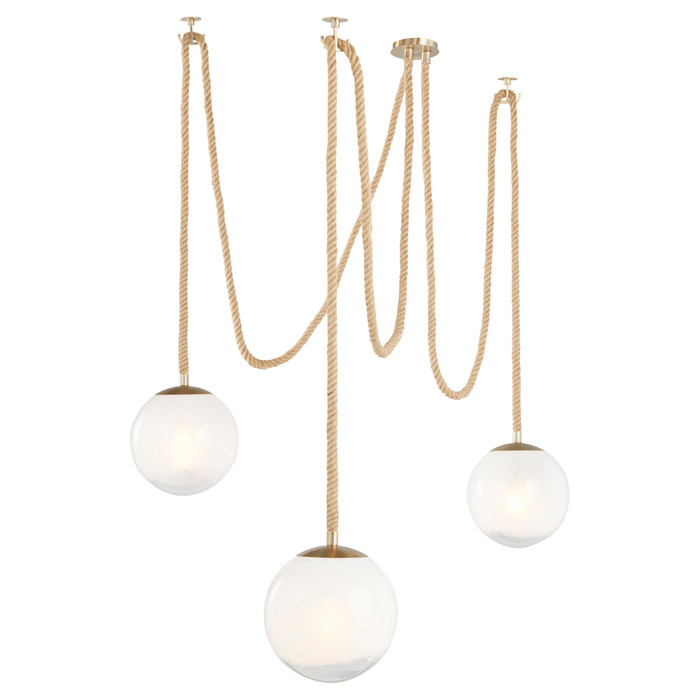 Rockport 3-Light Pendant in Aged Brass & Brown by Cyan Design