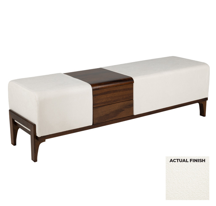 Noah Bench in Off-White Boucle by Cyan Design
