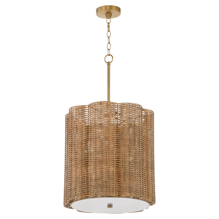 Boracay Pendant in Natural Cane & Aged Brass by Cyan Design