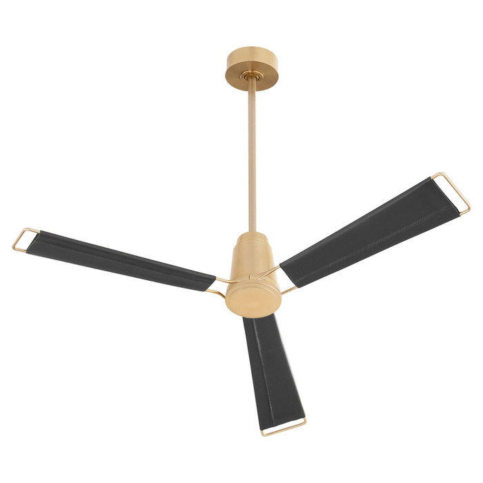 Zephyr 60″ Ceiling Fan in Aged Brass with Black Leather by Cyan Design
