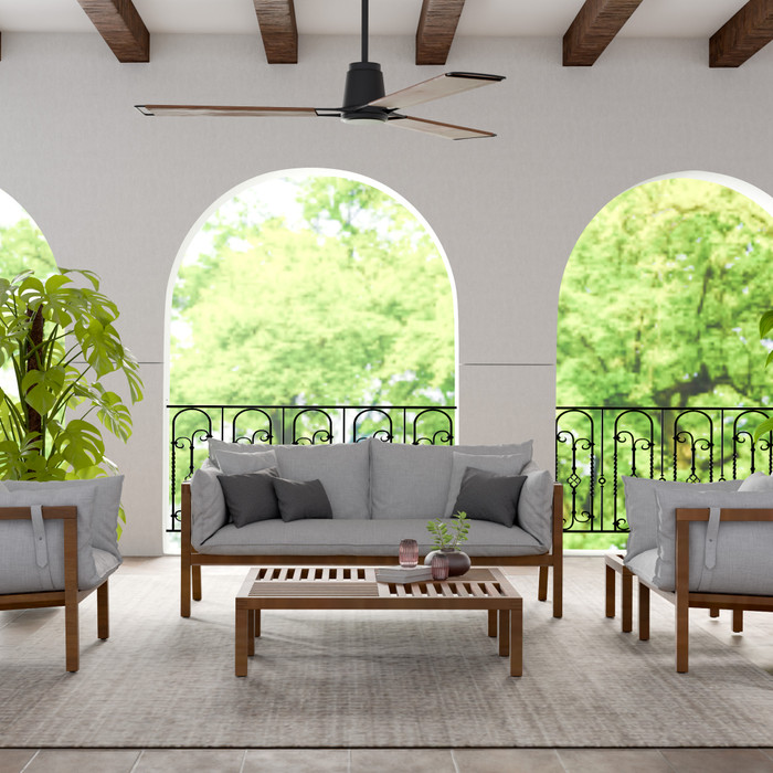 Zephyr 60″ Ceiling Fan in Matte Black with Saddle Leather by Cyan Design