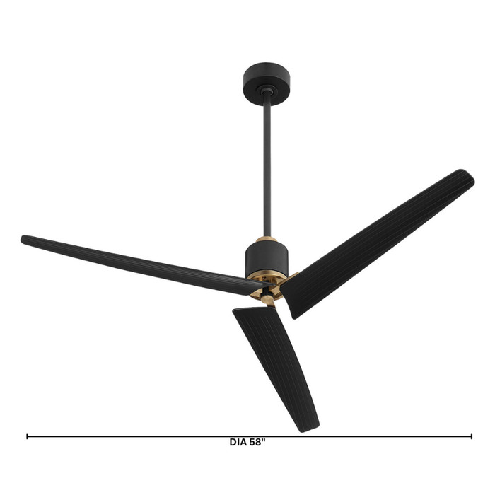 Buran 58″ Ceiling Fan in Black & Aged Brass by Cyan Design