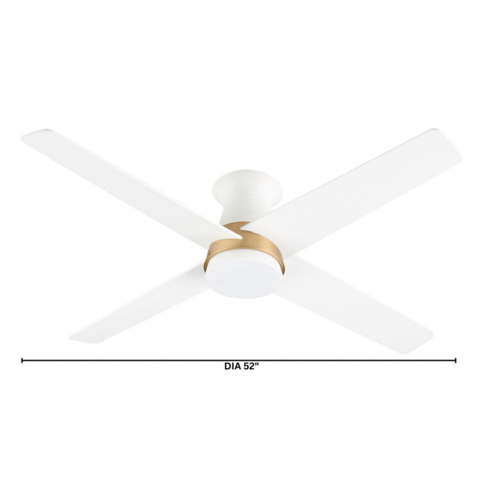 Santa Ana 52″ Ceiling Fan in Studio White Aged Brass Accent & Studio White Blades by Cyan Design