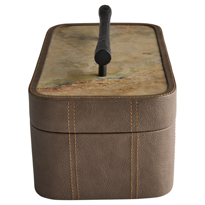 Tesoro Box Designed by J Kent Martin in Smoke Grey, Slate Veneer & Matte Black by Cyan Design