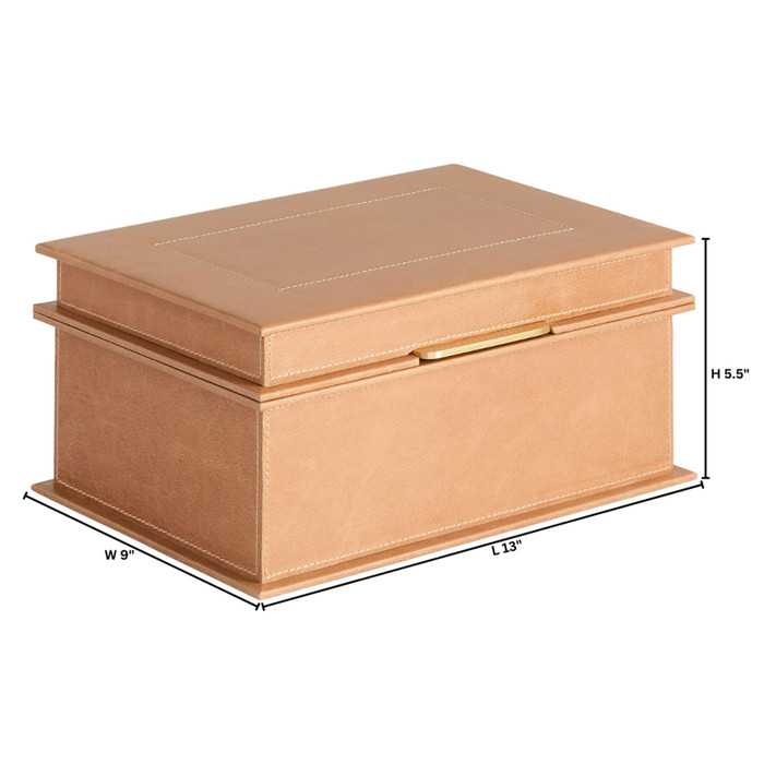 Large Garcia Box Designed by J Kent Martin in Palomino & Brass by Cyan Design