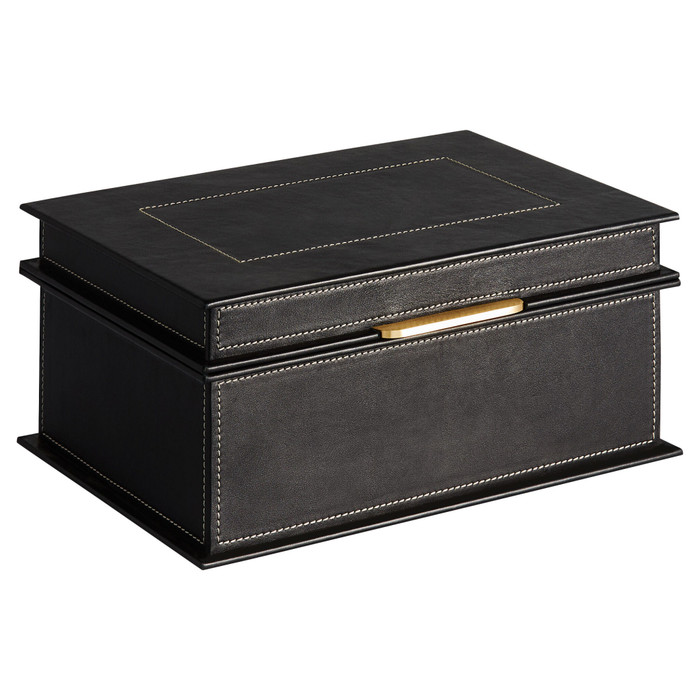 Large Garcia Box Designed by J Kent Martin in Black & Brass by Cyan Design