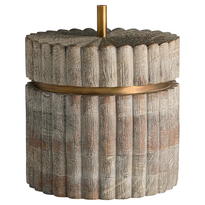 Wide Zucca Box Designed by J Kent Martin in Distressed Taupe & Brass by Cyan Design