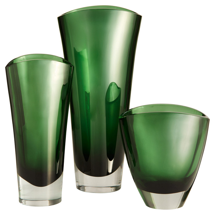 Small Muzo Vase in Emerald Green Clear by Cyan Design