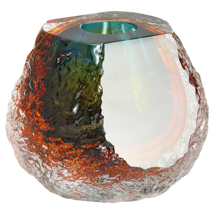 Small Halley Vase in Blue & Amber Clear by Cyan Design